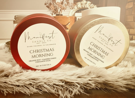 Christmas morning-Gold tin